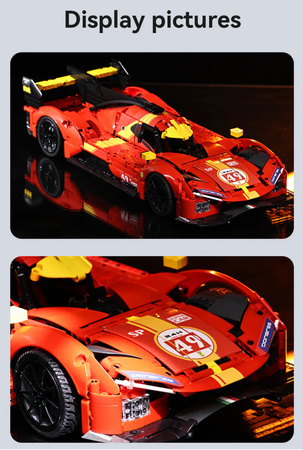 Klocki konstrukcyjne CaDA Samochód 51 cm auto wyścigowe czerwone Blazing Flame Pojazd 1518 elementów 1:10 C63008W