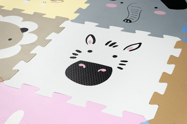 Mata podłogowa edukacyjna 120x120 Grube puzzle piankowe 9 szt. Humbi Zwierzęta