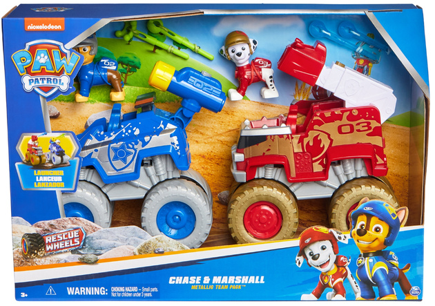 Psi Patrol Marshall I Chase Pojazdy Terenowe Zestaw Rescue Wheels + Figurki
