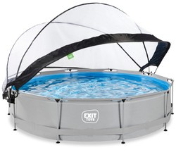 Basen ogrodowy okrągły 360x76 cm z pompą filtrującą i zadaszeniem szary