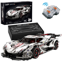 Klocki Konstrukcyjne CaDA Zdalnie sterowane duże auto sportowe 60 cm 1:8 Biała wyścigówka Samochód wyścigowy RC 4449 elementów