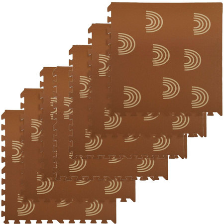 OUTLET Mata piankowa podłogowa Humbi 180x180 puzzle piankowe 9 szt. brązowy łuki tęcza WADLIWE