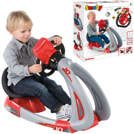 Symulator jazdy samochodem dla dzieci Smoby V8 driver z ruchomymi pedałami