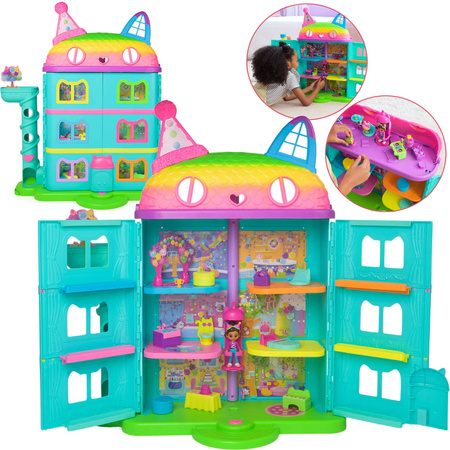 OUTLET Koci Domek Gabi Wielki tęczowy dom z windą i laleczką Gabby's Celebration Dollhouse USZKODZONE OPAKOWANIE