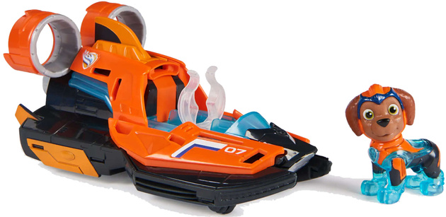 Psi Patrol The Mighty Movie Wielki Film Zestaw figurka Zuma poduszkowiec pomarańczowy pojazd światło dźwięk