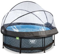 Basen ogrodowy okrągły 244x76 cm z pompą filtrującą i zadaszeniem szary