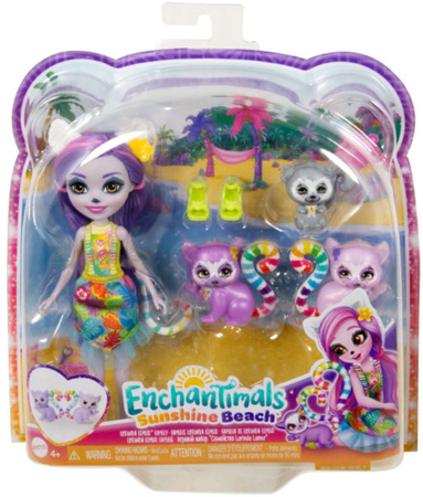 Lalka Enchantimals Zestaw Słoneczna Plaża Lorinda Lemur + zwierzątka