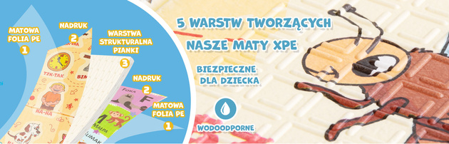 Humbi Gruba Mata Edukacyjna 2w1 z pianki XPE 180x120cm Onomatopeje polski alfabet odgłosy zwierząt nauka dźwięków