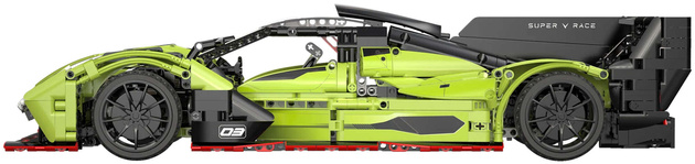 Klocki konstrukcyjne CaDA Zdalnie sterowany samochód 54 cm Auto wyścigowe Phantom Wing Pojazd 1817 elementów C63009W z napędem Power System JV1010/JV8011/JV5028/JV5029