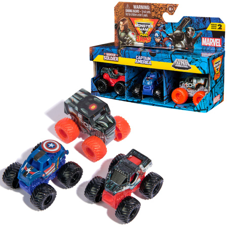 Monster Jam zestaw 3 auta Mini Jams Marvel Winter Soldier Captain America War Machine