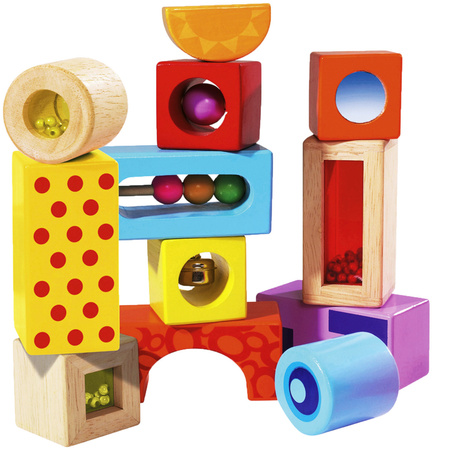 Kolorowe Drewniane Klocki z Dźwiękiem 12 Elementów