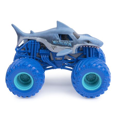 Monster Jam 2 pojazdy Monster Truck 1:64 Megalodon vs Batman