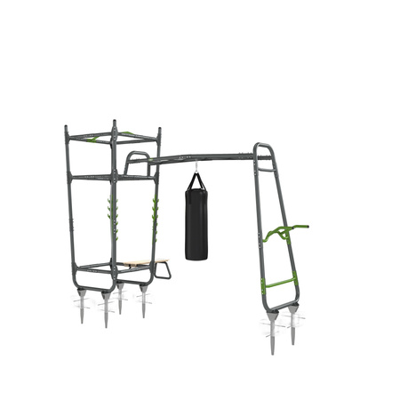 Siłownia Fitness GetSet PS510 Stacja treningowa siłowa Stanowisko do ćwiczeń: drążki, ławka, stojak, worek, lina, drabinka