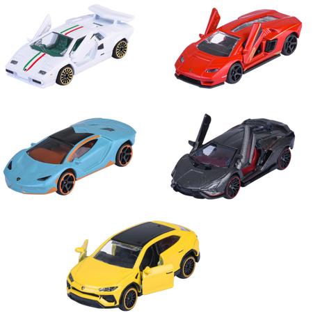 Zestaw 5 pojazdów Lamborghini Sportowe Auta Metalowe Resoraki zestaw Prezentowy