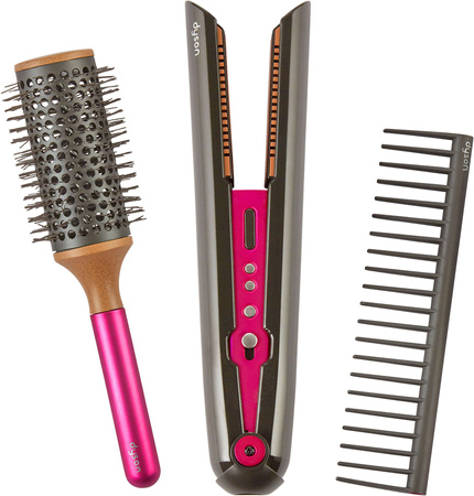 Lalka Duża Głowa do czesania i stylizacji włosów Deluxe Księżniczka Disney Elsa Kraina Lodu z akcesoriami + Dyson Zestaw do stylizacji włosów Prostownica Corrale - 4 elementy