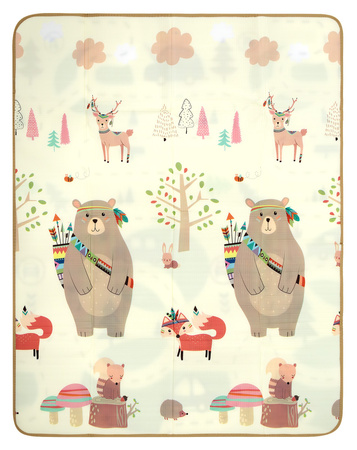 Dwustronna piankowa mata edukacyjna z pianki EPE 150 x 180 cm misie liski i auta