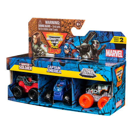 Monster Jam zestaw 3 auta Mini Jams Marvel Winter Soldier Captain America War Machine