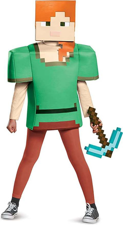 Zestaw Minecraft kostium, przebranie, strój karnawałowy diamentowa zbroja 109-126 cm (4-6 lat) + kilof Pickaxe broń 41 cm
