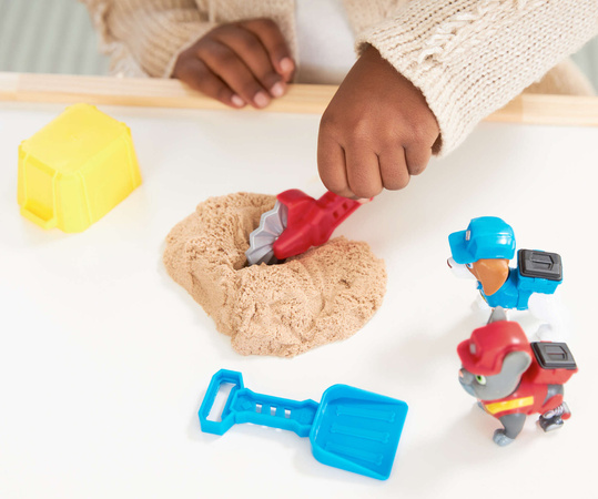 Psi Patrol Rubble Buldożer Pojazd Budowlany Figurki Charger I Wheeler + Piasek