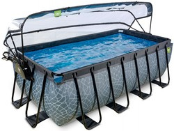 Basen ogrodowy 400x200x122 cm z filtrem piaskowym i zadaszeniem szary