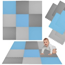 Mata piankowa podłogowa Humbi 180x180 Duże puzzle piankowe wodoodporne bezpieczne 9 szt. niebieski, szary, ciemnoszary