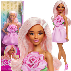 Barbie Fashionistas lalka w różowej sukience z różą 