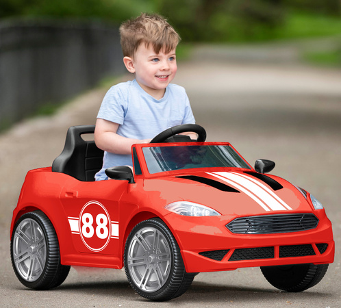 EVO Samochód dla dziecka auto na akumulator kabriolet cabrio czerwony ze światłami i dźwiękami