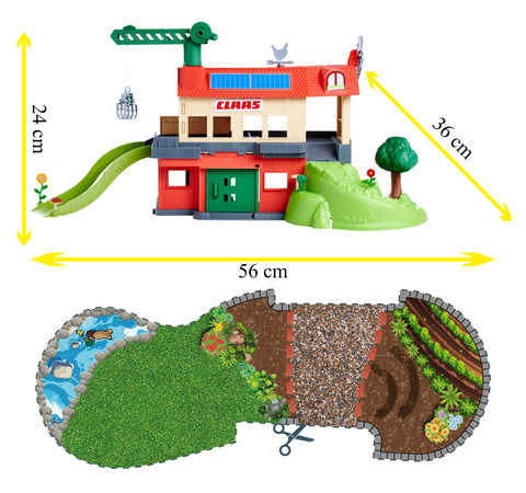 Duży Zestaw farma Claas zagroda 3 pojazdy rolnicze figurki zwierząt + akcesoria