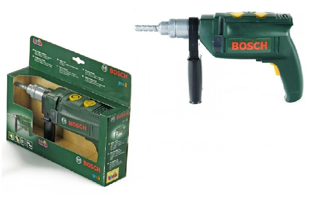 Wiertarka Bosch udarowa dla dzieci z dźwiękiem i obrotowym wiertłem + żółty kask Klein