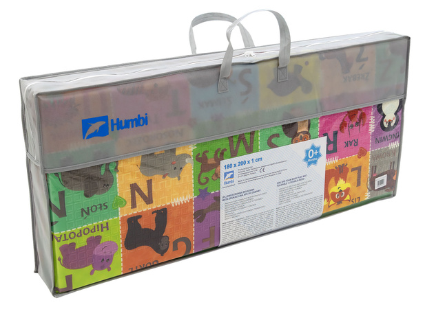 Dwustronna Składana Mata Edukacyjna z pianki XPE Podłogowa Bezpieczna 180x200 alfabet polski wieś Humbi