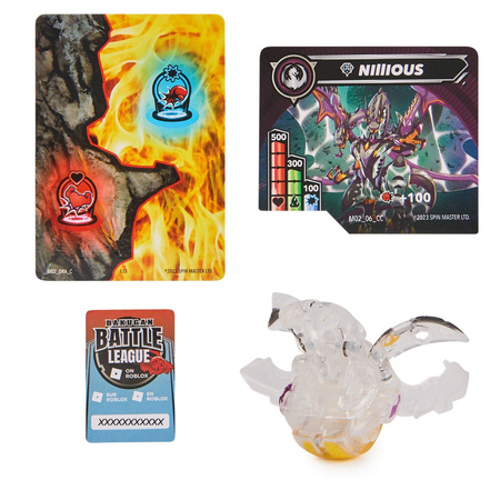 Bakugan Diamond Nillious Biała figurka bitewna transformująca + karty