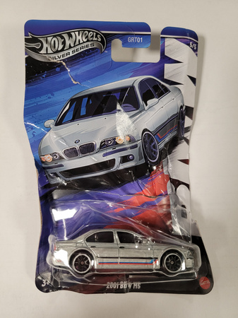 OUTLET Hot Wheels Silver auto BMW M5 2001 Pojazd Osobowy Srebrny Samochód USZKODZONE OPAKOWANIE