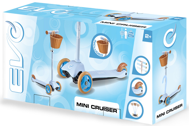 EVO Regulowana Trójkołowa Hulajnoga dla Dzieci z Koszyczkiem Mini Cruiser with Basket Błękitna