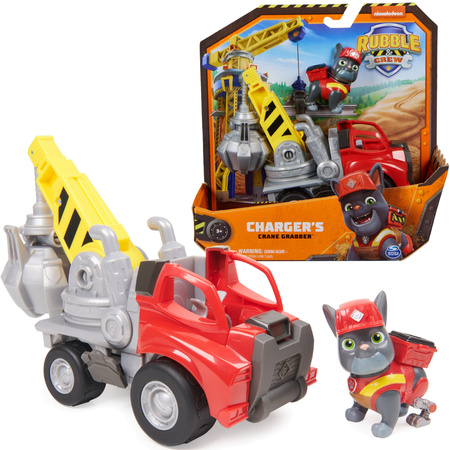 Psi Patrol Charger Dźwig Z Chwytakiem Pojazd Budowlany Rubble&Crew + Figurka