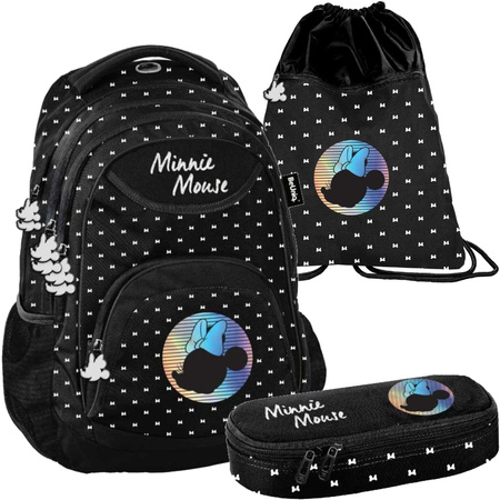 BeUniq Plecak, piórnik i worek na buty Premium Myszka Minnie holo