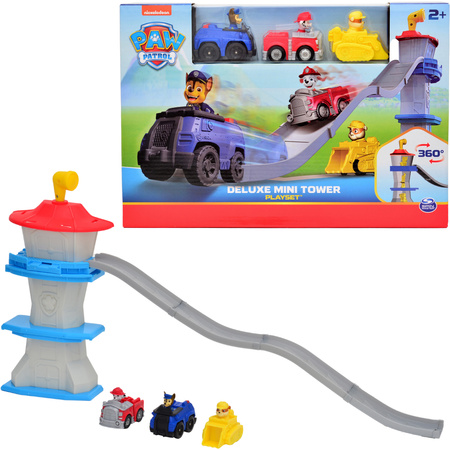 Psi Patrol Zestaw Deluxe wieża 3w1 z torem + 3 pojazdy z pieskami