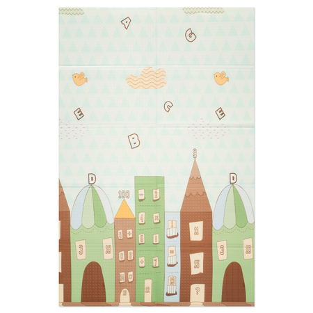 Dwustronna Składana Mata Edukacyjna z pianki XPE Podłogowa Bezpieczna 120x180 Miasto Noc Zwierzątka Humbi