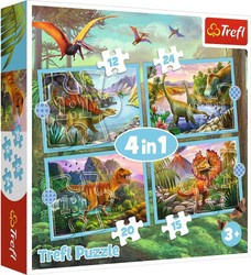 Puzzle 4w1 Wyjątkowe dinozaury 71 elementów