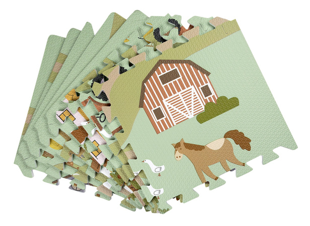 Mata podłogowa edukacyjna 180x90 Grube puzzle piankowe 18 szt. Humbi Wiejskie drogi Wieś ulice Farma Gospodarstwo