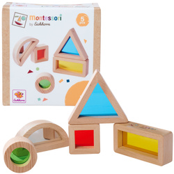 Montessori Drewniane Kolorowe Klocki rózne Kształty 5 elementów