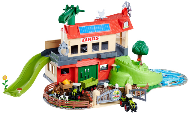 Duży Zestaw farma Claas zagroda 3 pojazdy rolnicze figurki zwierząt + akcesoria