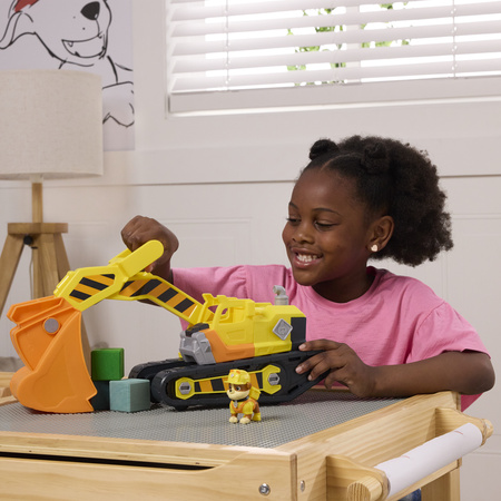 Psi Patrol Duży Buldożer Pojazd Budowlany 32 Cm Z Narzędziami Rubble&crew + Figurka