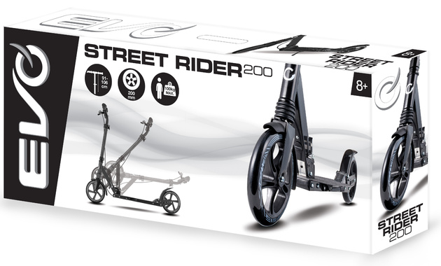 OUTLET Evo Składana Dwukołowa Hulajnoga Miejska Street Rider 200 Czarna 8+ PO ZWROCIE