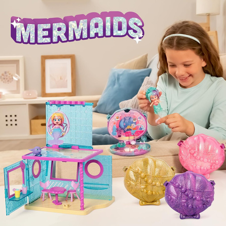 Kookyloos Zestaw Mermaid Beach House Figurka Kolekcjonerska Shelly Syrena Zmieniająca Kolor Dom dla Syren + Akcesoria