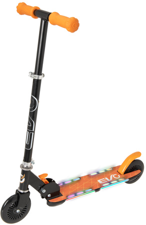 EVO Składana Regulowana Dwukołowa Hulajnoga dla Dzieci Light Flash Pomarańczowy Świecący Podest