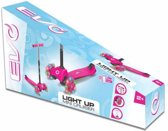 OUTLET EVO Regulowana Trójkołowa Hulajnoga dla Dzieci Light Up Mini Cruiser Różowy Świecące kółka USZKODZONE OPAKOWANIE