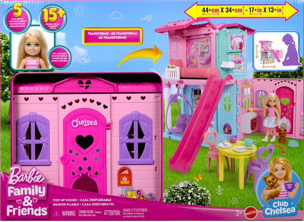 Zestaw Barbie Club Chelsea domek dla lalki Pop-Up House + akcesoria