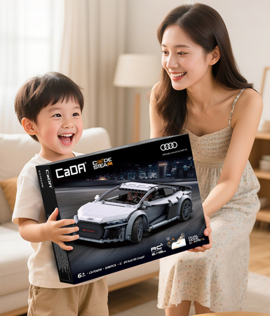 Klocki konstrukcyjne CaDA wyścigówka Samochód wyścigowy zdalnie sterowany Audi R8 Coupe Auto sportowe 536 elementów RC