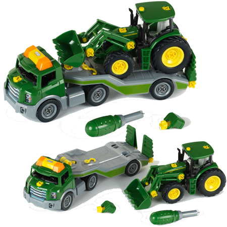 Traktor Do Skręcania Z Lawetą John Deere Zestaw Klein