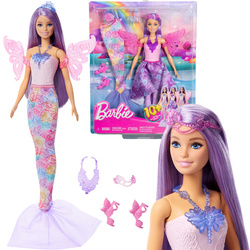 Barbie Zestaw Lalka Wróżka Syrenka Księżniczka + Akcesoria